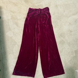 House of Harlow 1960 Velvet Wide Leg Trousers in Deep Red